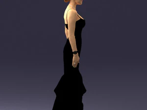girl in black evening dress 0318 3D Model