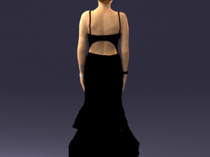 girl in black evening dress 0318 3D Model