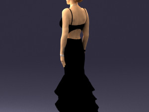 girl in black evening dress 0318 3D Model
