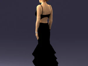 girl in black evening dress 0318 3D Model