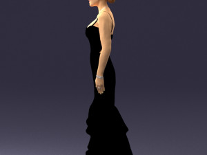 girl in black evening dress 0318 3D Model