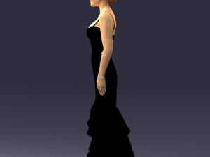 girl in black evening dress 0318 3D Model