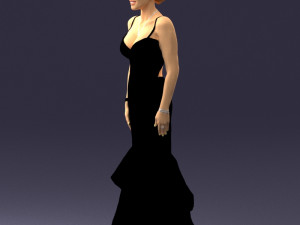 girl in black evening dress 0318 3D Model