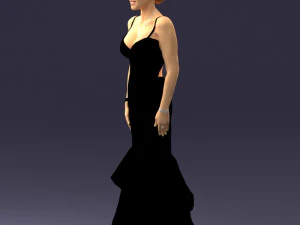 girl in black evening dress 0318 3D Model