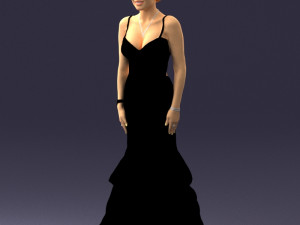 girl in black evening dress 0318 3D Model