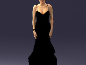 girl in black evening dress 0318 3D Model
