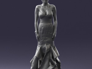 girl in black evening dress 0318 3D Model