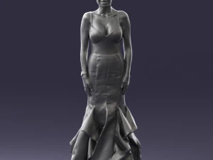 girl in black evening dress 0318 3D Model