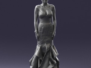 girl in black evening dress 0318 3D Model