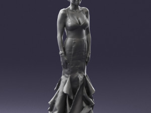 girl in black evening dress 0318 3D Model