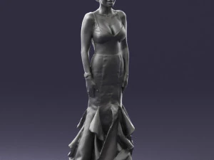 girl in black evening dress 0318 3D Model