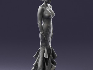 girl in black evening dress 0318 3D Model