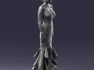 girl in black evening dress 0318 3D Model