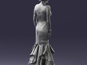 girl in black evening dress 0318 3D Model