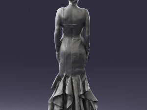 girl in black evening dress 0318 3D Model