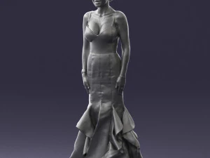 girl in black evening dress 0318 3D Model