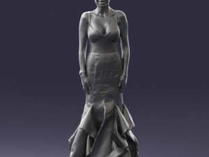 girl in black evening dress 0318 3D Model