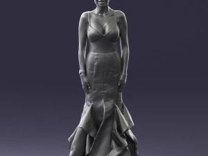 girl in black evening dress 0318 3D Model