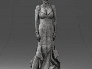 girl in black evening dress 0318 3D Model