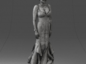 girl in black evening dress 0318 3D Model