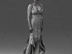 girl in black evening dress 0318 3D Model