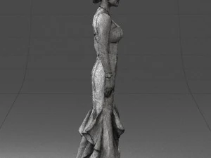 girl in black evening dress 0318 3D Model