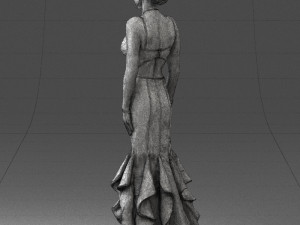 girl in black evening dress 0318 3D Model