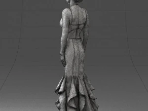 girl in black evening dress 0318 3D Model