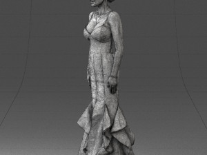 girl in black evening dress 0318 3D Model