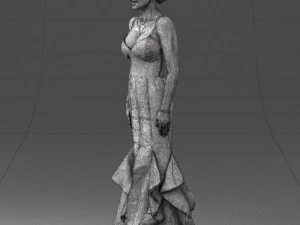 girl in black evening dress 0318 3D Model