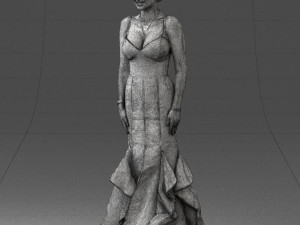 girl in black evening dress 0318 3D Model