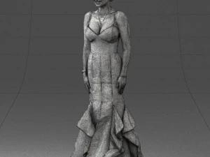 girl in black evening dress 0318 3D Model