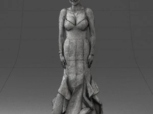 girl in black evening dress 0318 3D Model