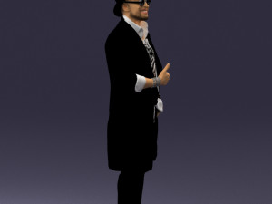 man in black raincoat and hat 0320 Modelo 3D