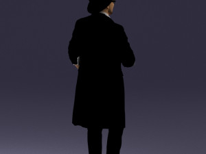 man in black raincoat and hat 0320 Modelo 3D