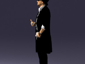 man in black raincoat and hat 0320 Modelo 3D