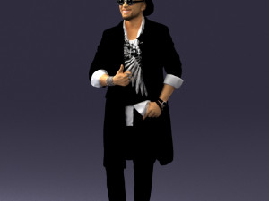 man in black raincoat and hat 0320 Modelo 3D