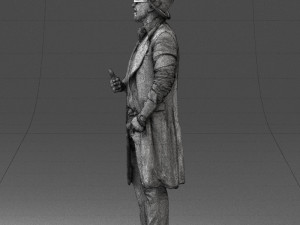 man in black raincoat and hat 0320 Modelo 3D