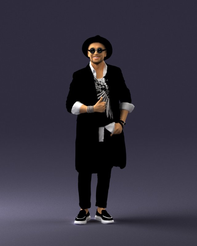 man in black raincoat and hat 0320 3d print ready 3D Print Model .c4d .max .obj .3ds .fbx .stl .blend 