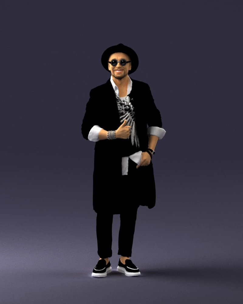 man in black raincoat and hat 0320 3d print ready 3D Print Model .c4d .max .obj .3ds .fbx .stl .blend