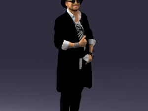 man in black raincoat and hat 0320 3d print ready 3D Print Model