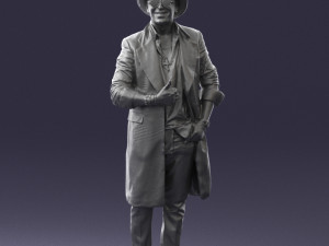 man in black raincoat and hat 0320 3d print ready 3D Print Model