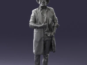 man in black raincoat and hat 0320 3d print ready 3D Print Model