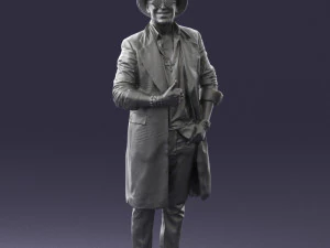 man in black raincoat and hat 0320 3d print ready 3D Print Model