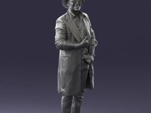 man in black raincoat and hat 0320 3d print ready 3D Print Model