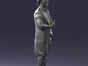 man in black raincoat and hat 0320 3d print ready 3D Print Model