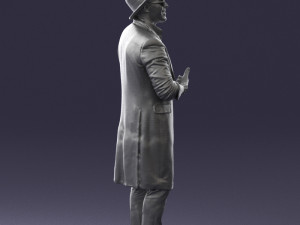 man in black raincoat and hat 0320 3d print ready 3D Print Model