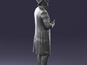 man in black raincoat and hat 0320 3d print ready 3D Print Model