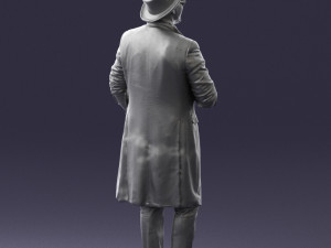 man in black raincoat and hat 0320 3d print ready 3D Print Model