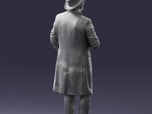man in black raincoat and hat 0320 3d print ready 3D Print Model